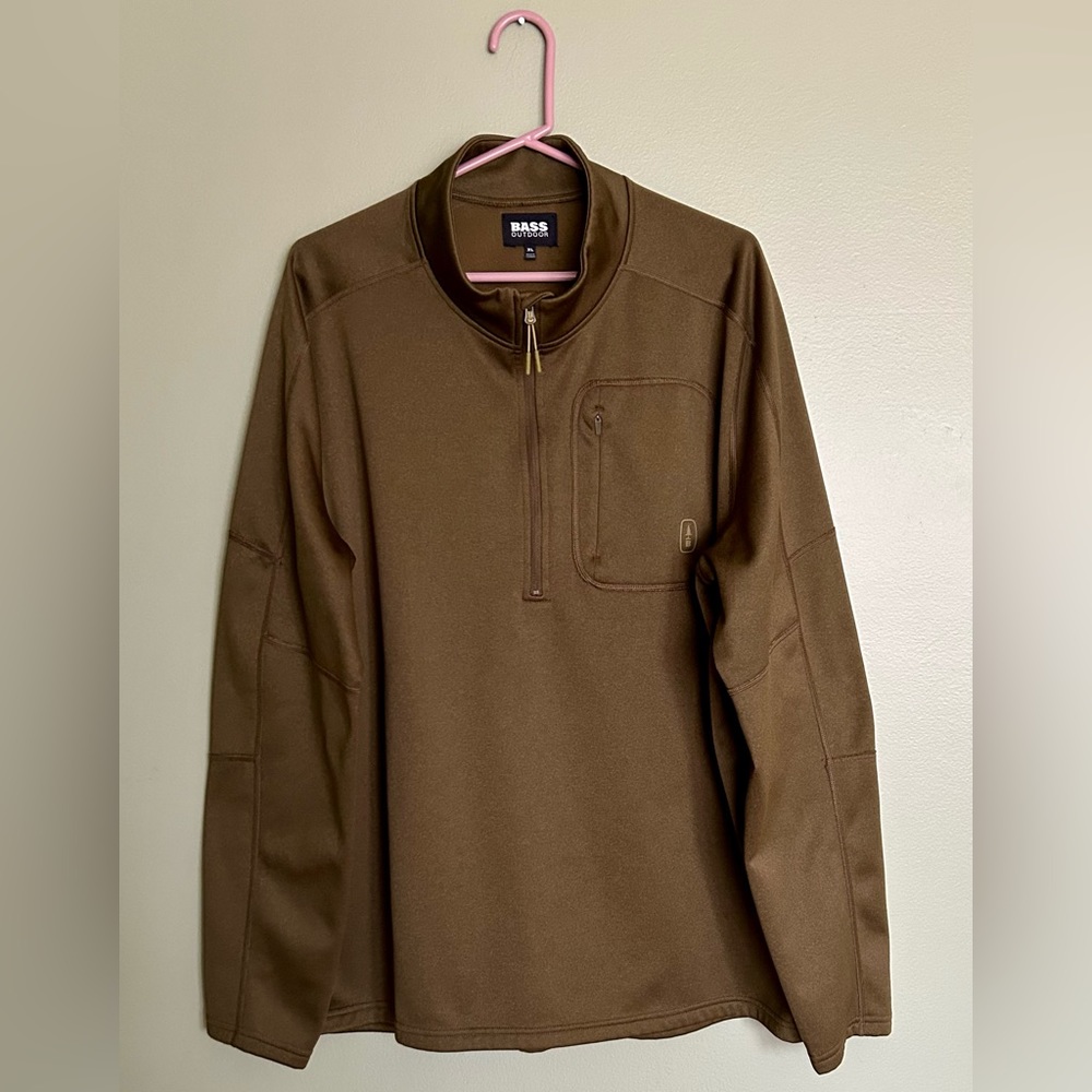 Bass Outdoor Men’s Quarter Zip Button Pocket Zip Pocket Pullover, XL